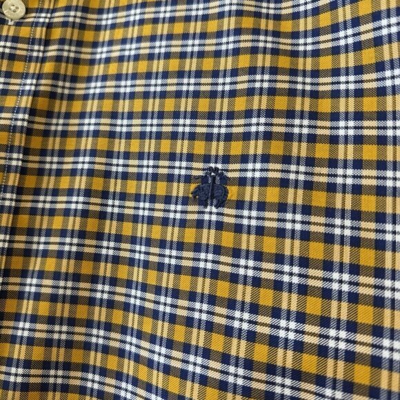 Brooks Brothers Supima Cotton Original Polo Button Shirt Men's Sz L Yellow Navy - Picture 4 of 14